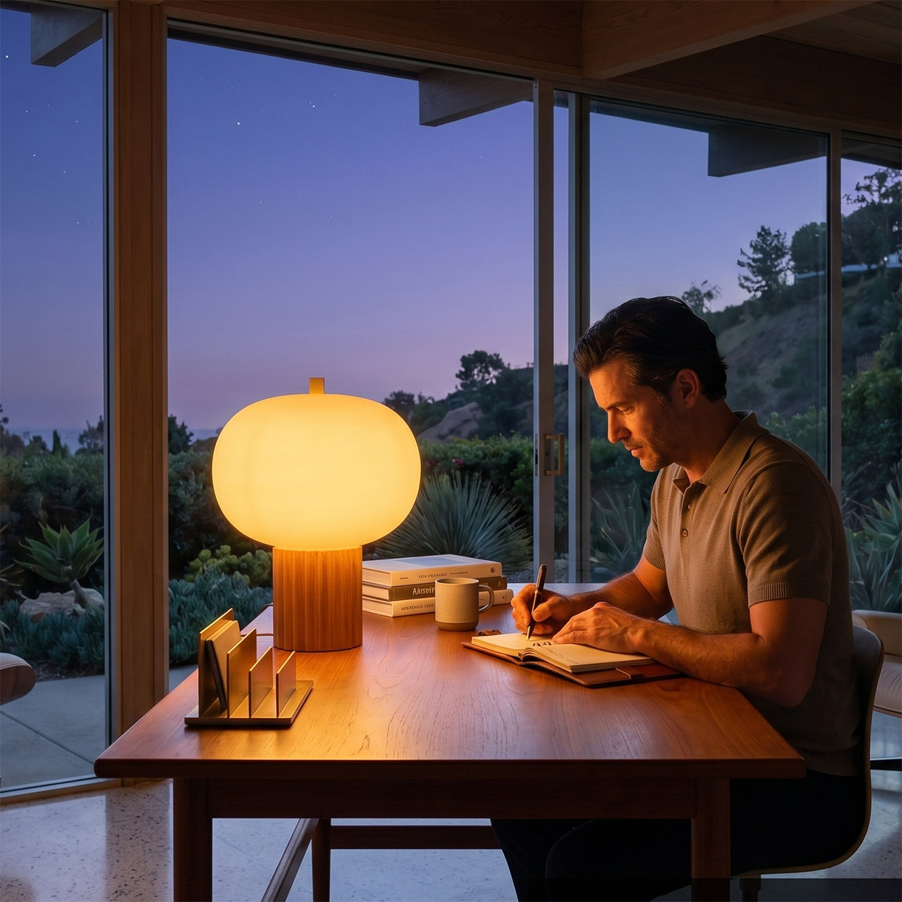 Tambo Glass Novelty Lamp, Natural Ash