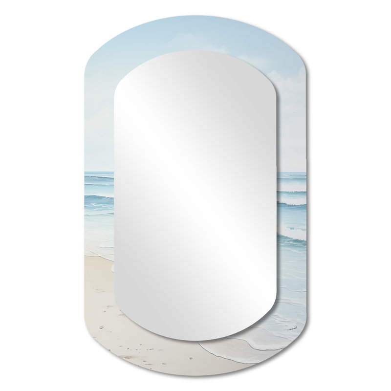 Photo de plage Tranquil Waters I - Grand miroir mural nautique irrégulier, 31 po x 19 po