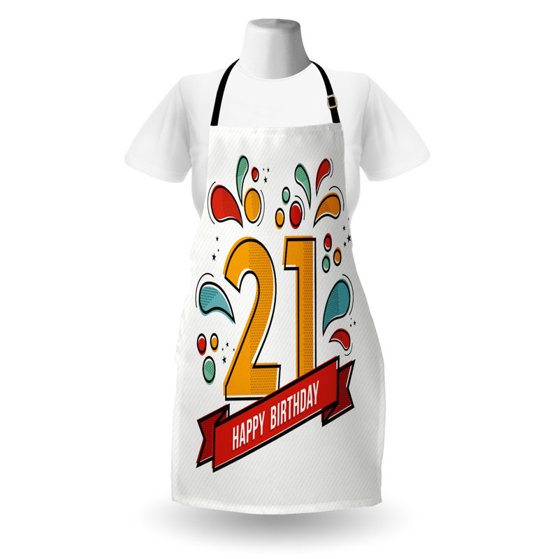 The Party Aisle™ Colorful Apron Unisex, Digital 21 Birthday, Adult Size, Multicolor