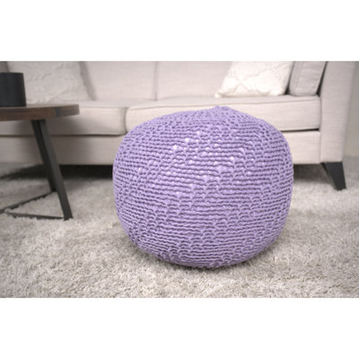 Pouf tricoté en coton lavande - ou coussin de sol - capacité de poids de 200 lb