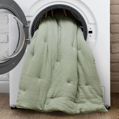 Courtepointe très grand en coton de taille sauge très doux avec texture froissée, respirante pour une utilisation toute l'année, motif brodé et gaze de sauge standard de 100, légère et confortable, confort toutes saisons, attelage