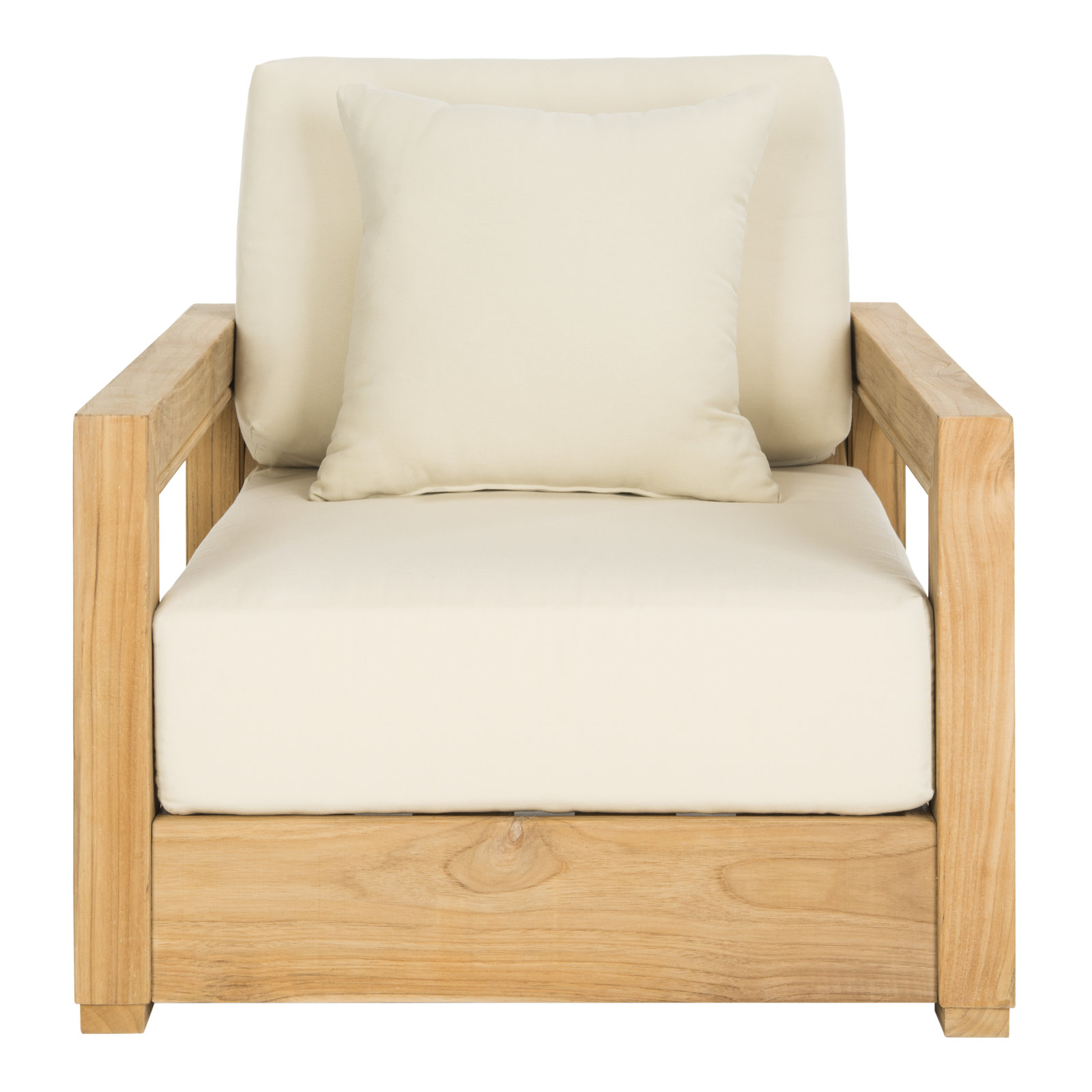 Melrose Teak Outdoor Lounge Chair, Beige