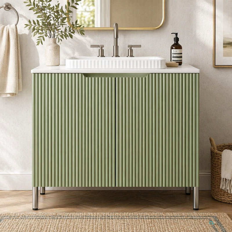 Armoire autoportante 30 po sans lavabo, avec comptoir Carrara et 2 portes, Vert