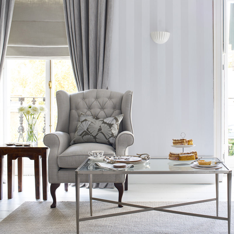 Laura Ashley Lille Pearlescent Stripe Wallpaper, Silver