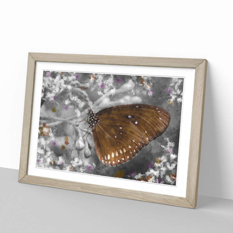 Butterfly Vol.5 - Picture Frame Painting, 27cm H x 36cm W x 2cm D, Oak Framed