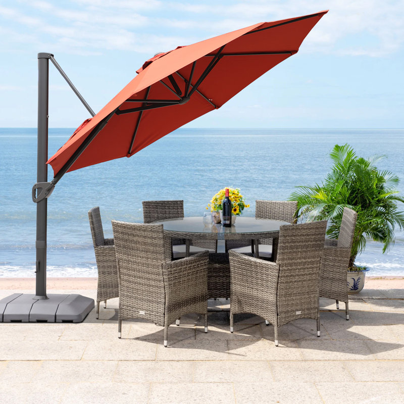 Parasol d'extérieur 11 pi avec base Isan, Rouge