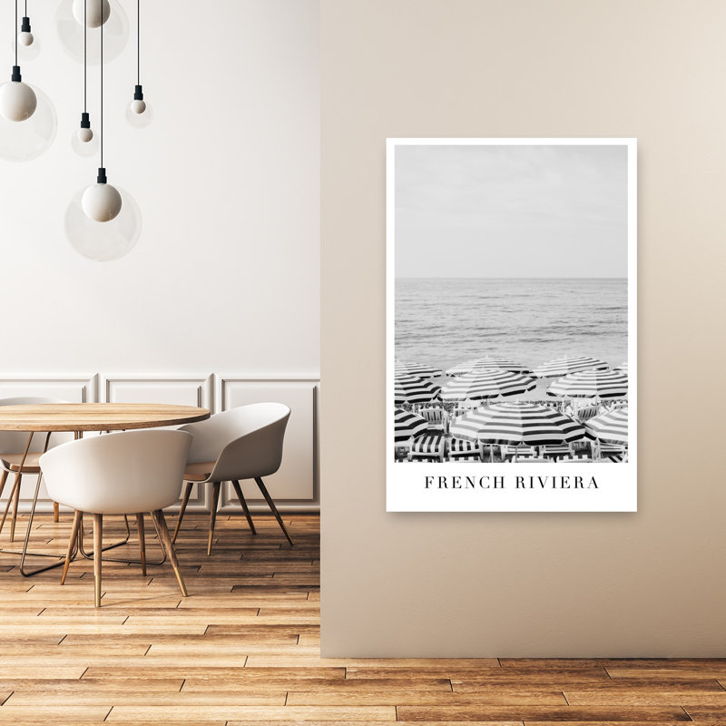 Affiche murale élégante et classique de style bord de mer, inspirée des plages européennes classiques, H 48 po x l 32 po