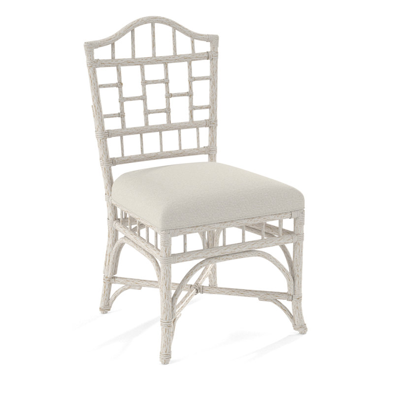 Chippendale Side Dining Chair, White Performance Fabric; 0851-94, Antique Frost White