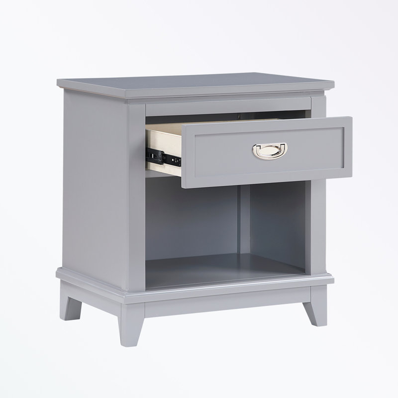 Table de chevet avec tiroir de rangement et tablette inférieure, Gris