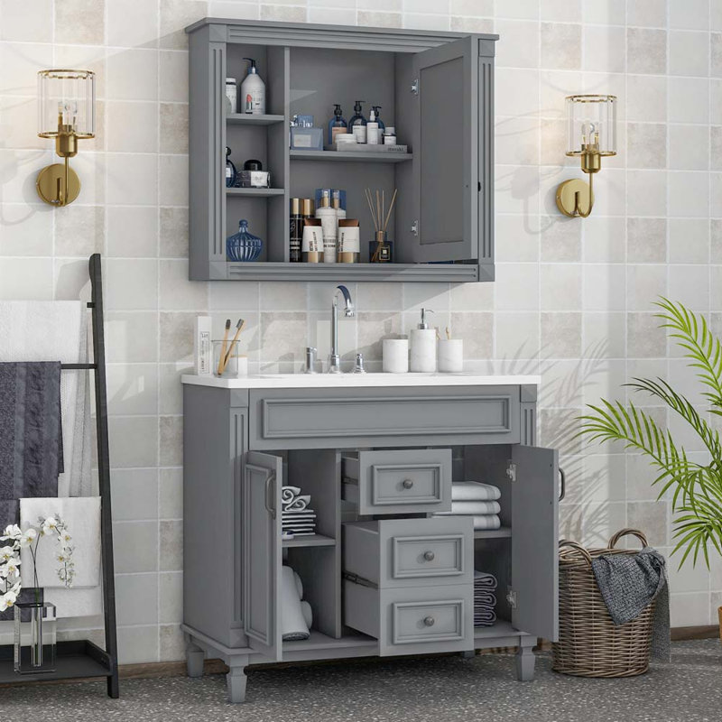 Meuble-lavabo simple avec plateau 35,9 po Gianella