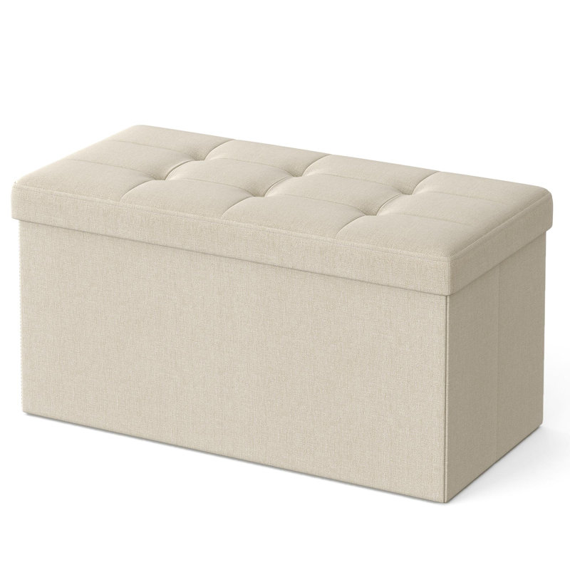 Banc de rangement avec repose-pieds pliant, Blanc, Tissu Oxford