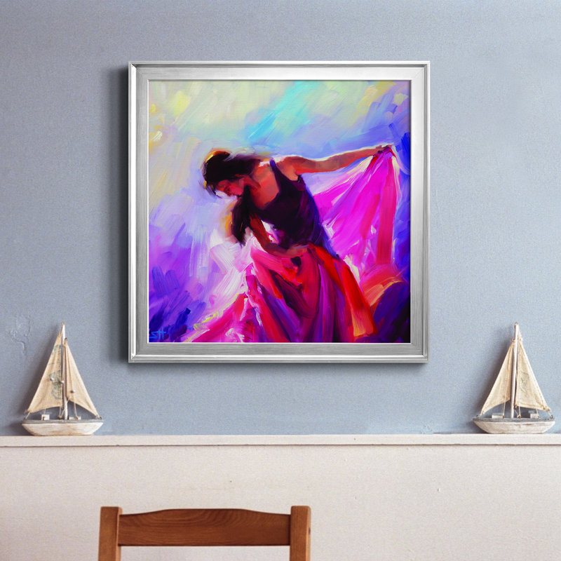 Magenta - cadre photo, reproduction d'art sur toile, Encadrement argenté, H 22,5 po x l 22,5 po x P 1,5 po