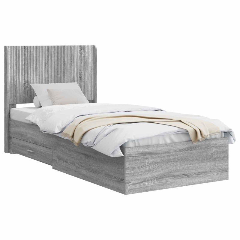 Bed, European Single (90 x 200 cm), Grey Sonoma