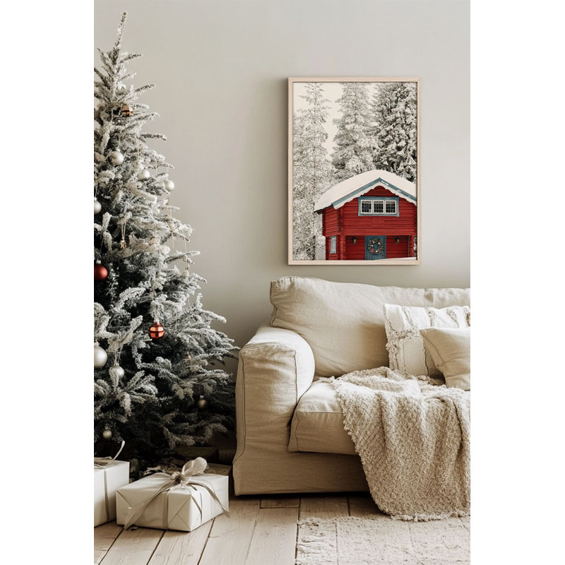 «Festive Christmas», peinture encadrée décorative de 13,0 po x 19,0 po | Cadre 100% bois massif (épaisseur: 0,8 pouce), œuvre d'art 100% MDF | Impression numérique pour des couleurs vives, décoration murale parfaite pour la maison et le bureau