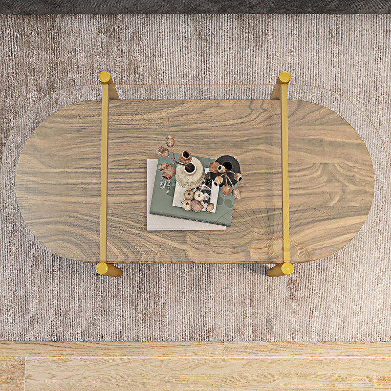 Table basse ovale avec tablette