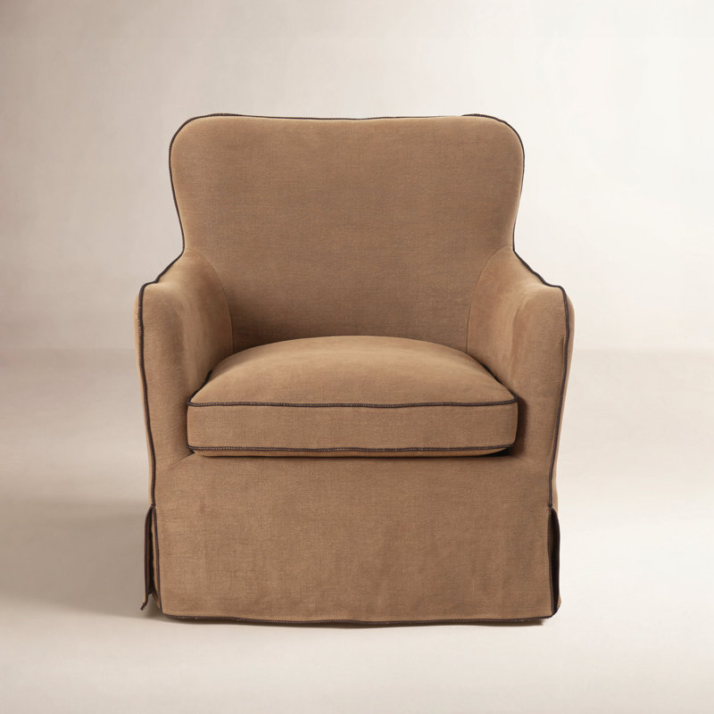 Devon Slipcover Swivel Chair-Broadway Dune, Broadway Gilt