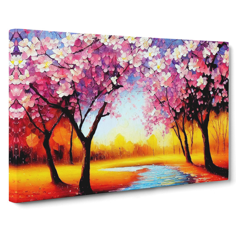 Cherry Blossom Tree Park - Wrapped Canvas, 35cm H x 50cm W x 3cm D