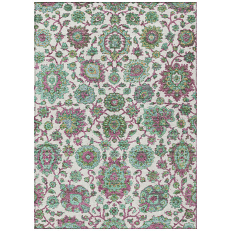 Machine Washable Indoor/Outdoor Husby ACN2187 Global Rug, Rectangle 8' x 10'