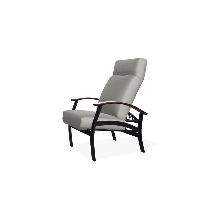 Chaise de patio inclinable avec coussins Askar, Salée, Kona P10, Noir texturé