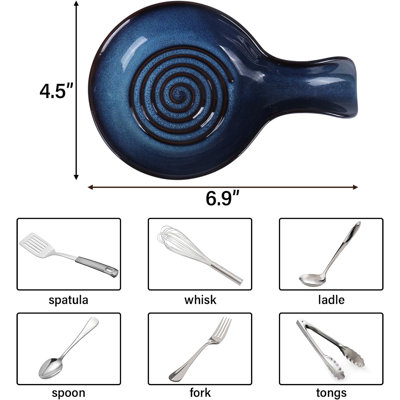 Porcelain Ceramic Spoon Rest for Kitchen Counter, Spoon Holder for Stove Top