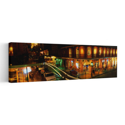 Bourbon Street New Orleans LA 1 Piece Wrapped Canvas Panoramic Wall Art
