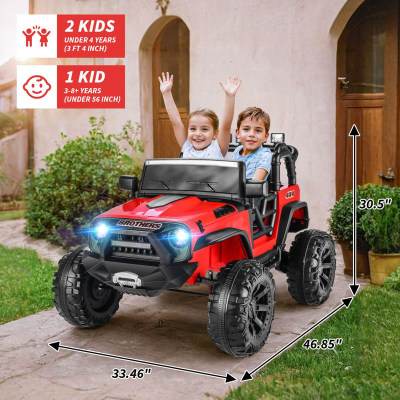 Chariot tout-terrain à piles 2 volts 24 volts avec télécommande Homdox, Rouge