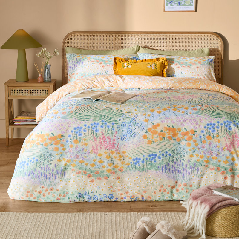 Florin Floral Duvet Cover Set with Pillowcases Included, Double Duvet Cover + 2 Standard Pillowcases