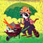 Raccoon With Umbrella - Wrapped Canvas Print-1275578363