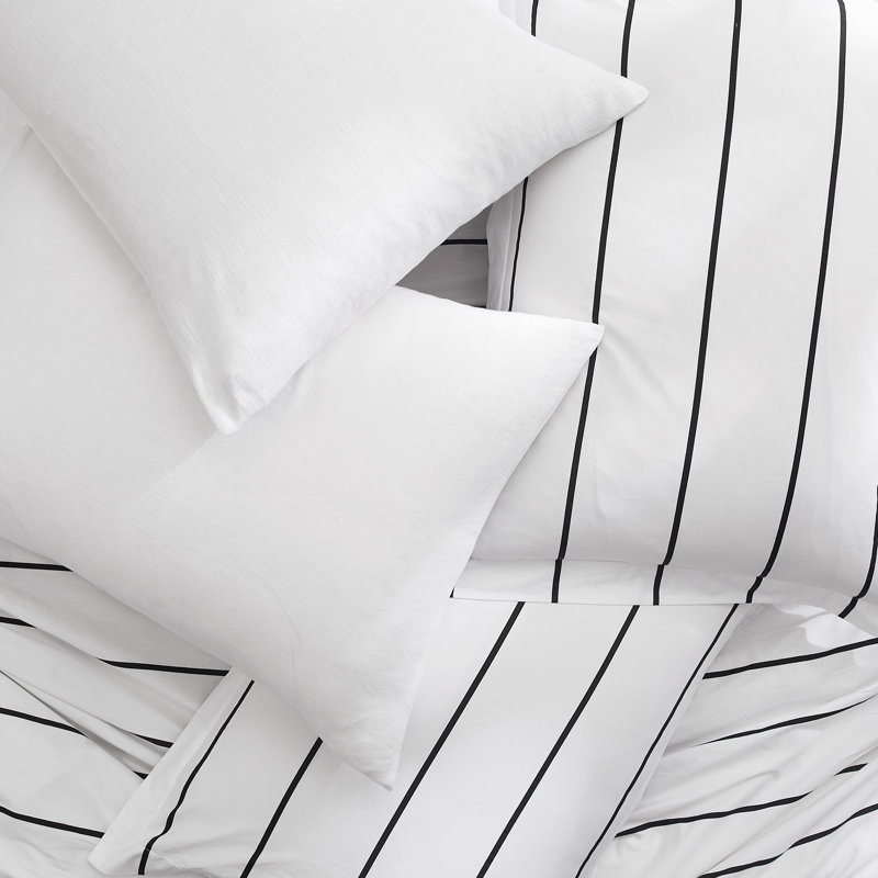 Ensemble de housse de couette Brooklyn Loom Hayward, Blanc/Noir, King
