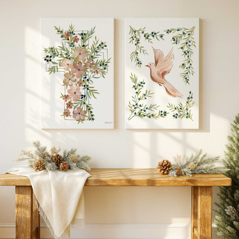 «Grace in Bloom», ensemble de 2 impressions sur toile, Or poli, Impression encadrée sans passe-partout, H 19 po x l 26 po