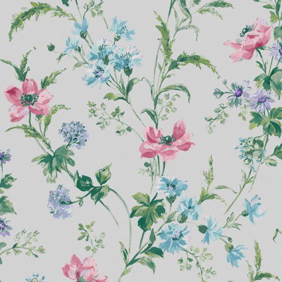 SAMPLE-Laura Ashley Poppy Meadow Pale Wallpaper