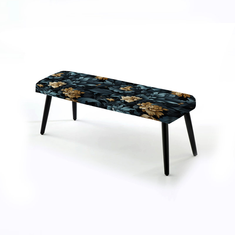 Banc damassé rembourré damassé bleu foncé