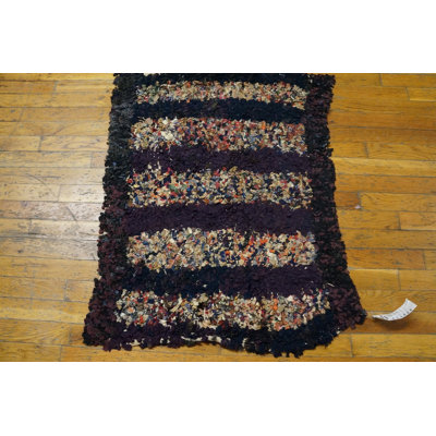 Antique American Rag Rug Small Scatter Size Wool Multicolor