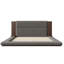 Lit plateforme tapissier de plancher avec tête de lit en bois allongée et tablette de chevet, aucun sommier nécessaire-123184217