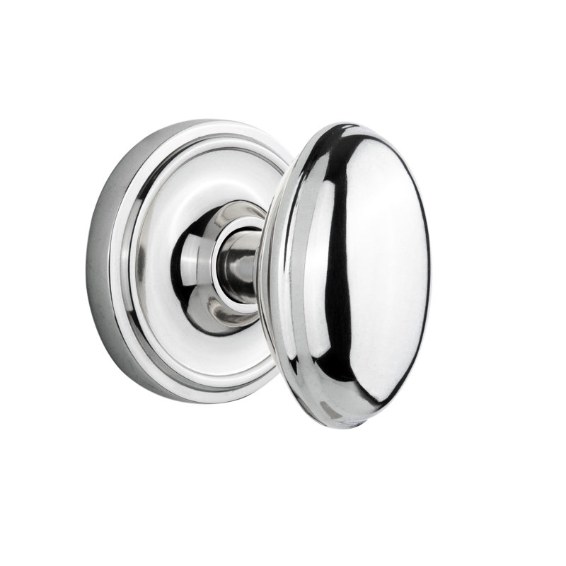 Classic Rosette with Homestead Door Knob, Bright Chrome, 2-3/4”