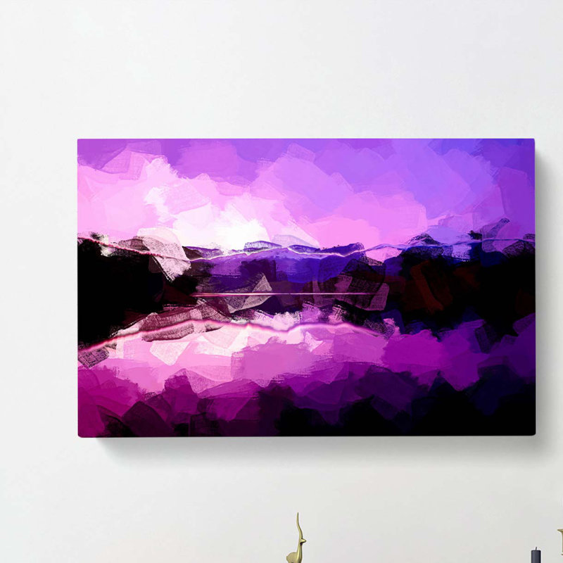Purple Mountains In Abstract - Wrapped Canvas, 60cm H x 91cm W x 3cm D