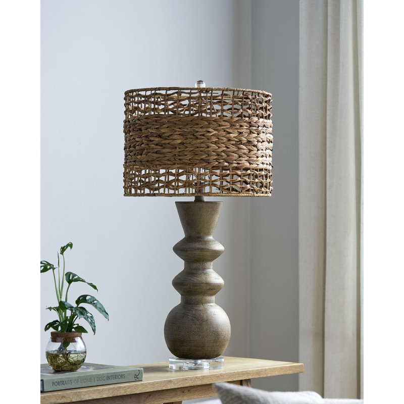 Ayrion Accent Table Lamp, 30" H x 16" W x 16" D, Clear/Dark Brown