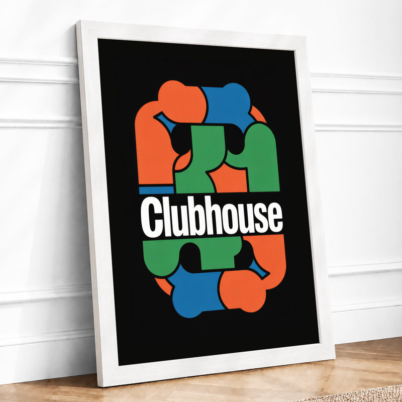 Clubhouse Circle Geometric - Framed Print, A1 - 84.1 x 59.4 cm, White