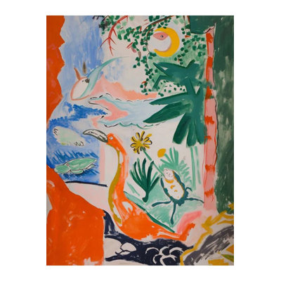 Pastel Tones Goose Flowers and Sun Patterned Creative Modern Decorative Rug