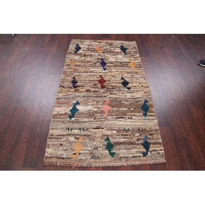 Nathanson One-of-a-Kind 3'2" X 5'5" 1980s Wool Area Rug in Brown
