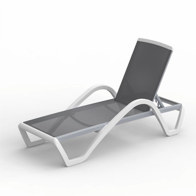 Patio Chaise Lounge, Adjustable Chaise Lounge with Arm for Outdoor