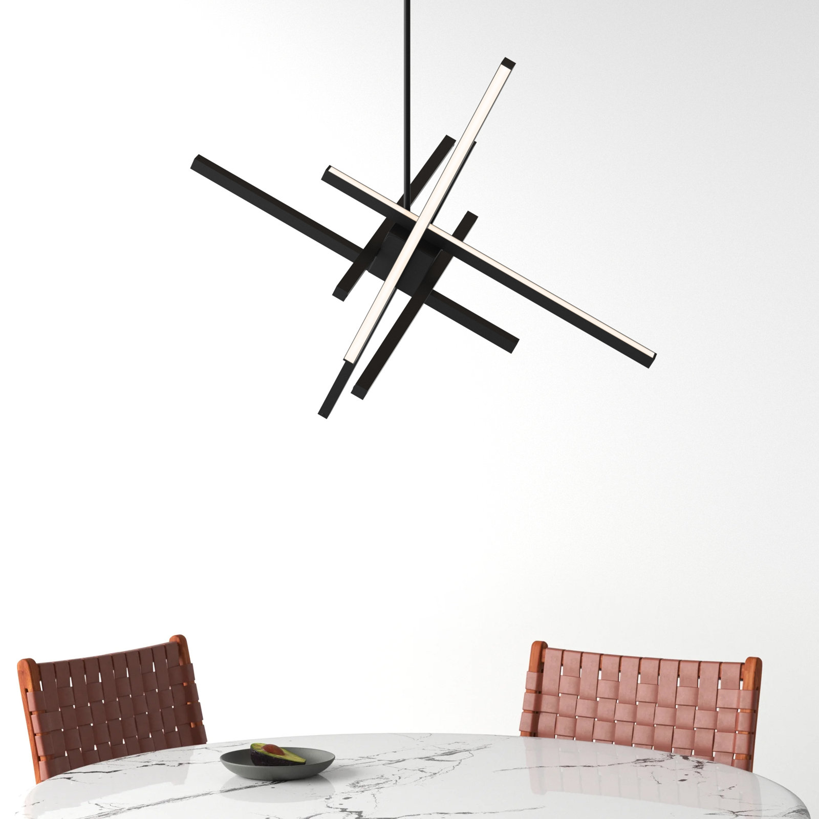 Rochelle 6-Light Sputnik Dimmable Integrated LED Pendant , Black, 29"