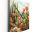 Horloge murale moderne Coral Green Cactus Desert Blooms Pointillism III-99629253