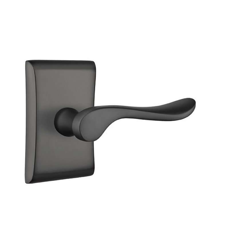 Luzern Wave/Drop Passage (Hall & Closet) Door Lever with Rectangle Rosette, Flat Black, Right