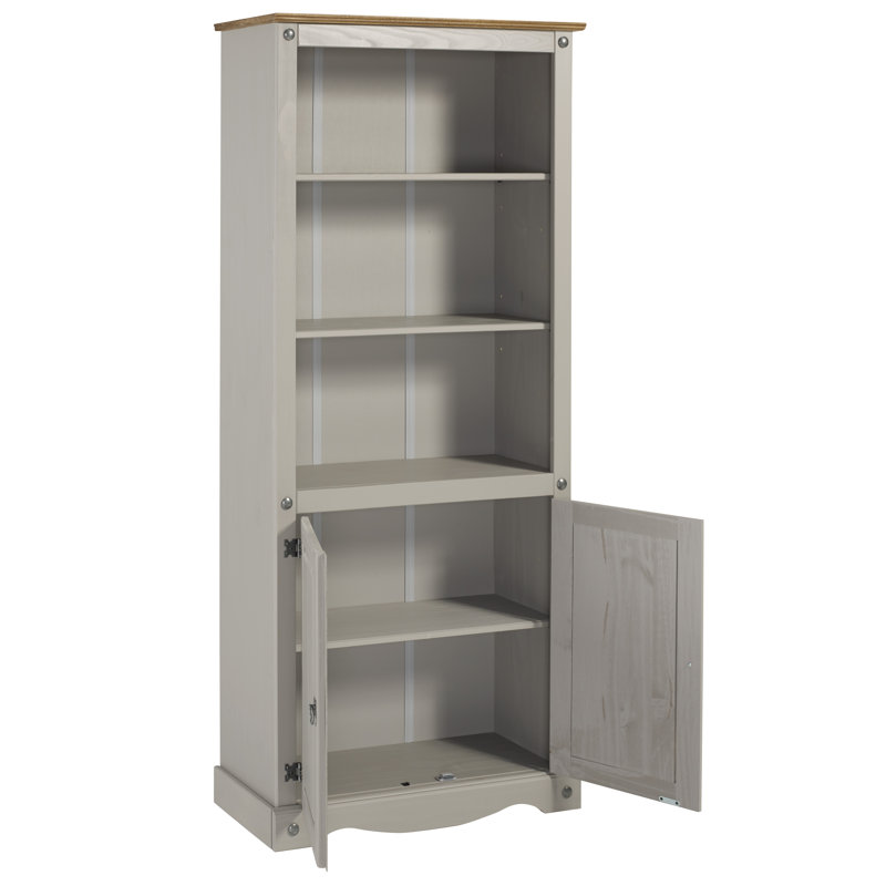 Recdo Solid Wood Room Divider Bookcase, Grey