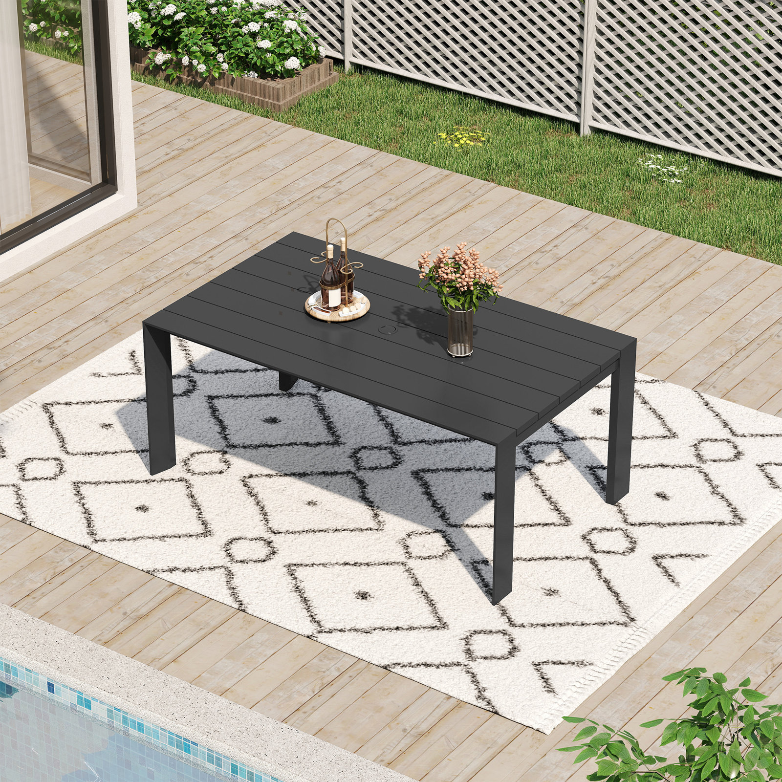 Silvia Patio Dining Table, 29.9" H x 63" W x 38.2" D