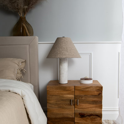 Lampe de table cylindrique en marbre blanc