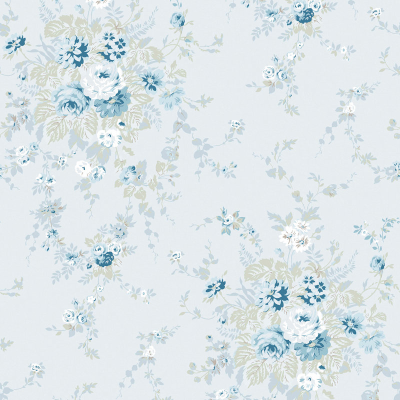 by Rachel Ashwell Garden Floral 10m x 52cm Wallpaper Roll, Blue