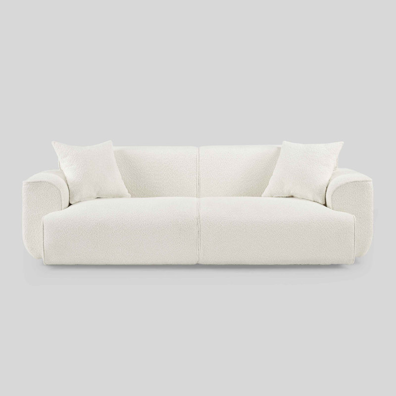 Modern Wallas Sofa Set, Boucle, Cream White
