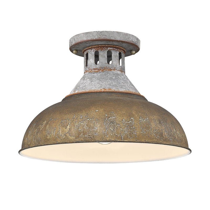 Plafonnier encastré 1 lumière 14 po Mercado, Rouille antique